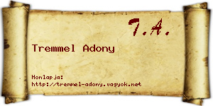 Tremmel Adony névjegykártya